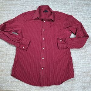 Express‎ Design Studio Dress Shirt Mens L Modern Fit Red Pinstripe Button Up